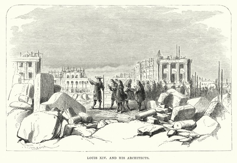 Ludvig XIV och hans arkitekter (gravyr) av English School