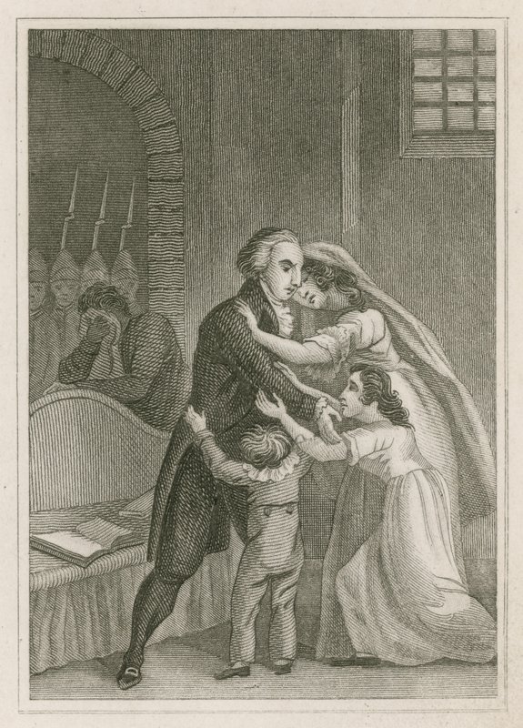 Ludvig XVI av Frankrike tar avsked från sin familj, 1793 av English School