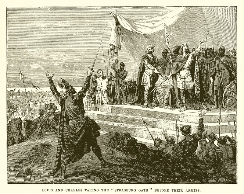 Louis och Charles avlade Strasburg-eden inför sina arméer av English School