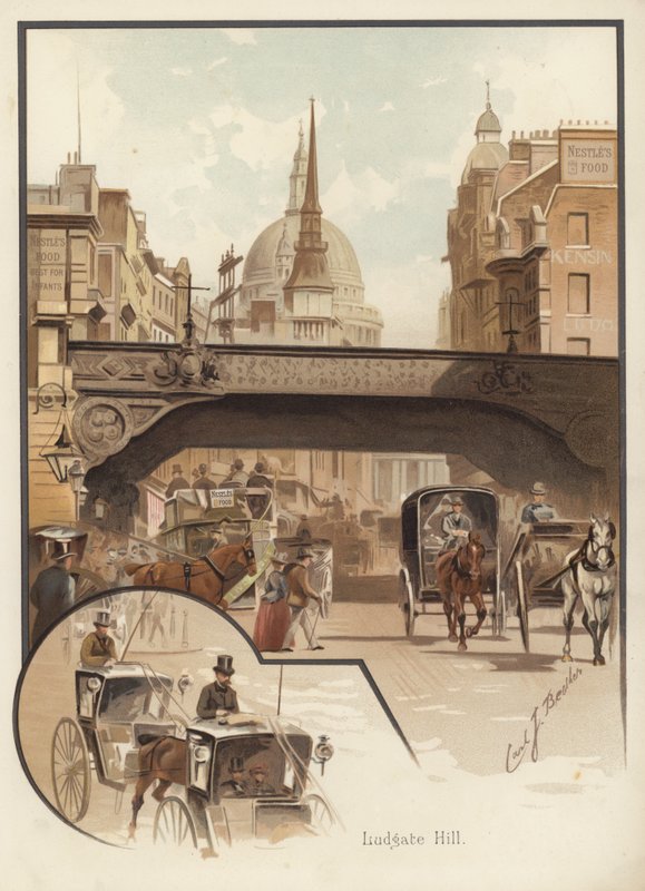 Ludgate Hill, London (kromolit) av English School