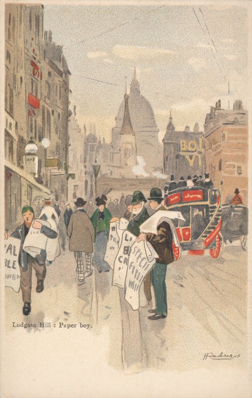 Ludgate Hill, London, papperspojke av English School
