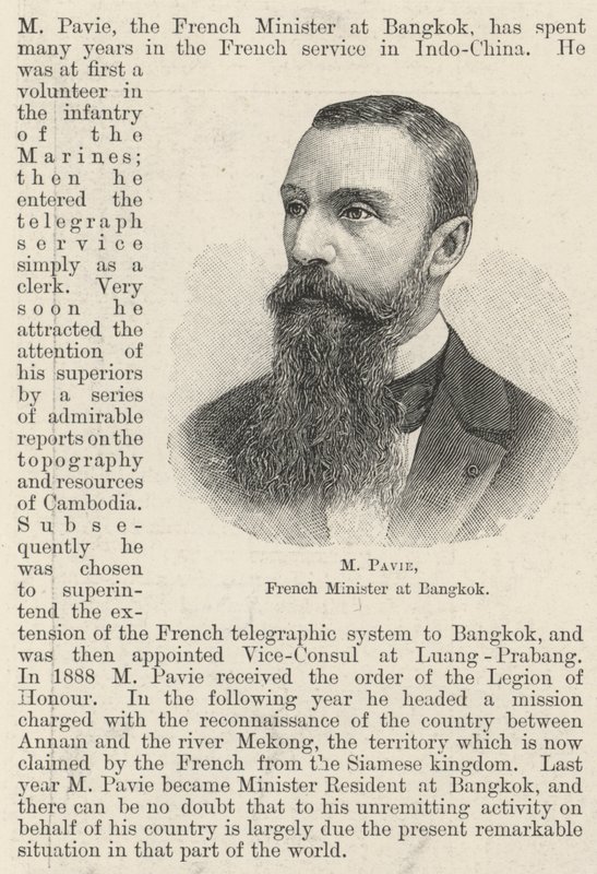 M Pavie, fransk minister i Bangkok (gravyr) av English School