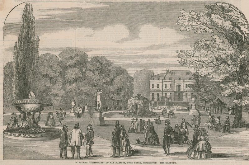 M Soyers Symposium of all nations, Gore House, Kensington - trädgårdarna av English School