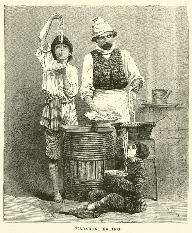Makaroner äta (gravyr) av English School