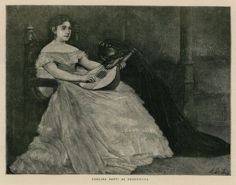 Madame Adelina Patti, operasångerska, som Desdemona av English School