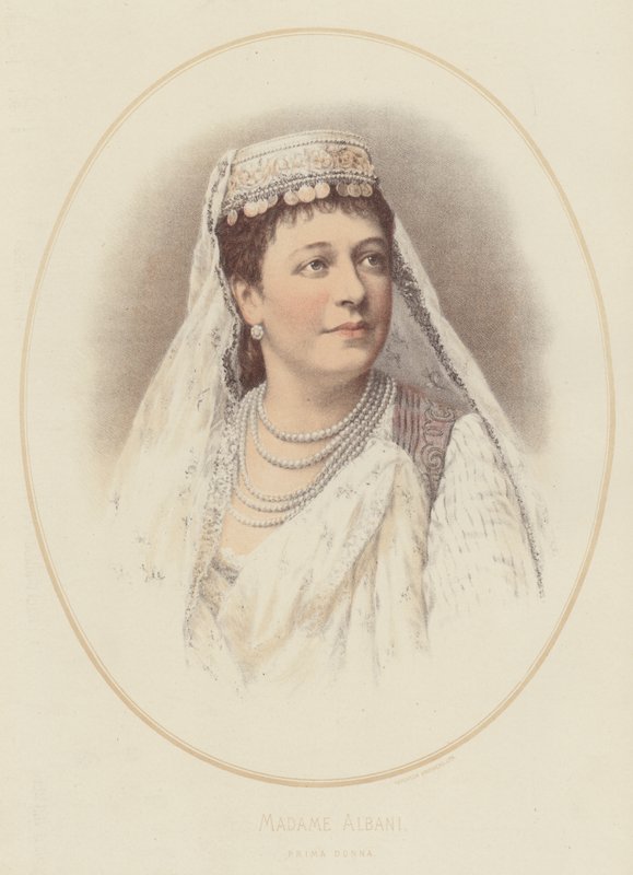 Madame Albani, Prima Donna (färg litho) av English School