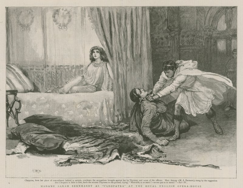 Madame Sarah Bernhardt som Cleopatra på Royal English Opera House av English School