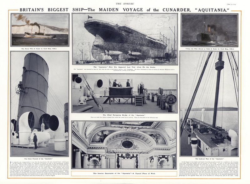 Jungfruresa med Cunard-linjefartyget Aquitania, 1914 av English School