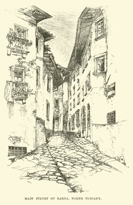 Huvudgatan i Barga, norra Toscana av English School