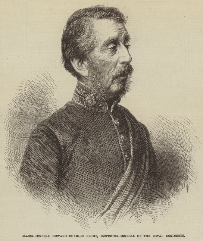 Generalmajor Edward Charles Frome, generalinspektör för de kungliga ingenjörerna (gravyr) av English School