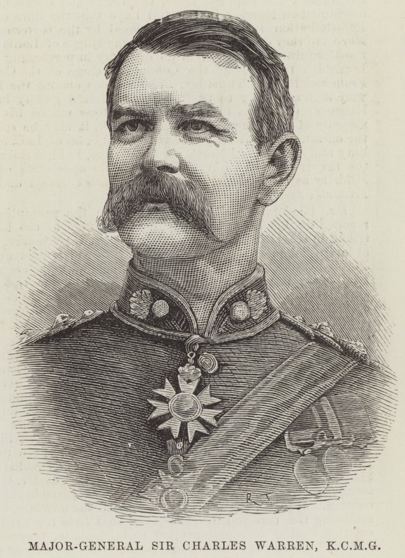 Generalmajor Sir Charles Warren, KCMG (gravyr) av English School
