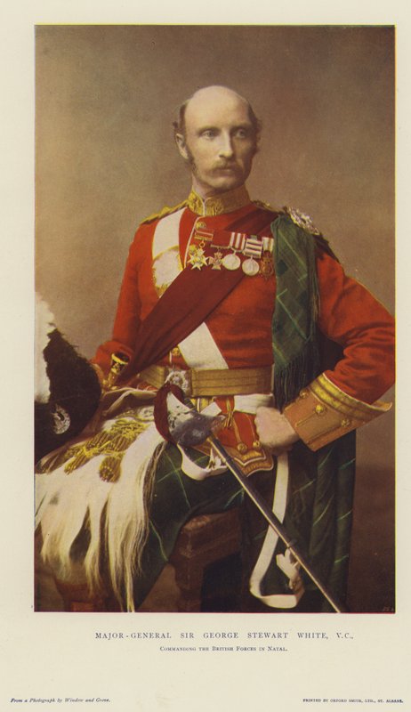 Generalmajor Sir George Stewart White, VC, befälhavare för de brittiska styrkorna i Natal (kromolit) av English School
