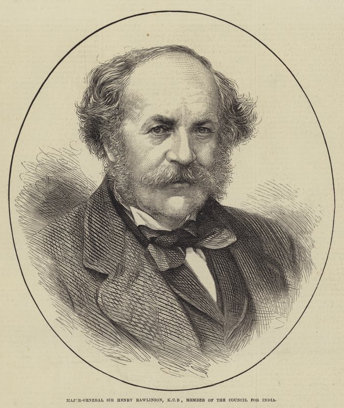 Generalmajor Sir Henry Rawlinson, KCB, medlem av rådet för Indien (gravyr) av English School