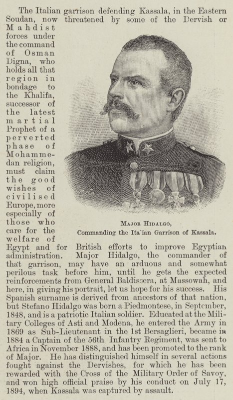 Major Hidalgo, befäl över den italienska garnisonen av Kassala (gravyr) av English School
