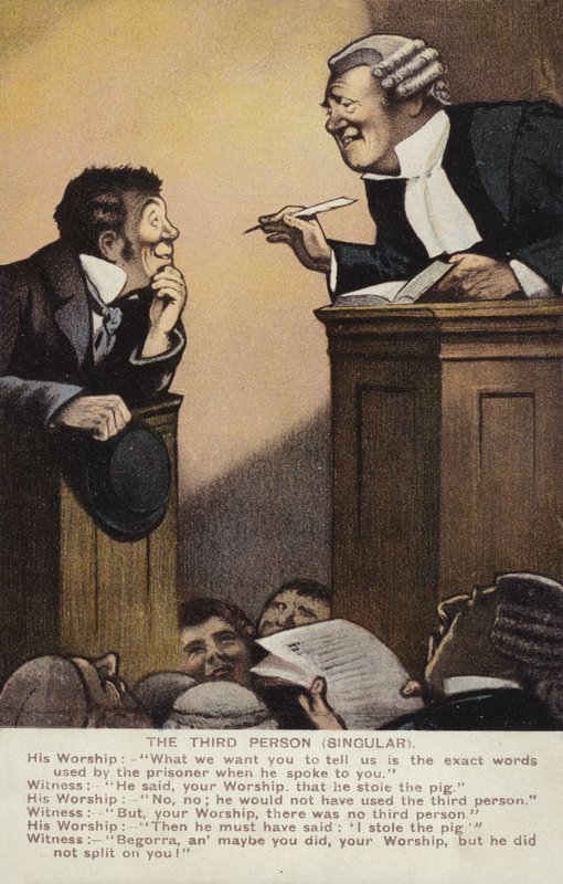 Man in Dock (färg litho) av English School