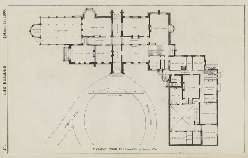 Mansion, Leigh Park, Plan över bottenvåningen (gravyr) av English School