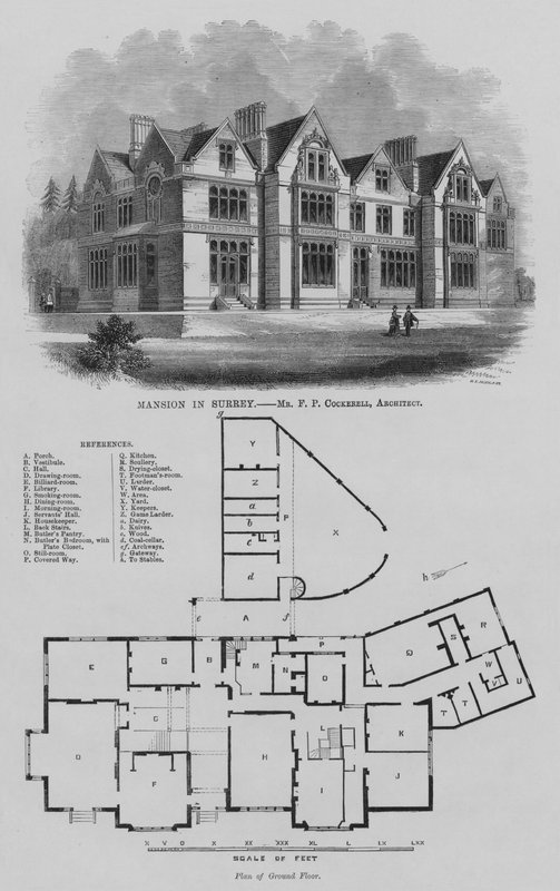 Herrgård i Surrey (gravyr) av English School