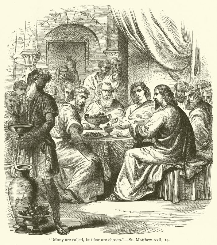 "Många är kallade, men få är utvalda", St Matteus, xxii av English School