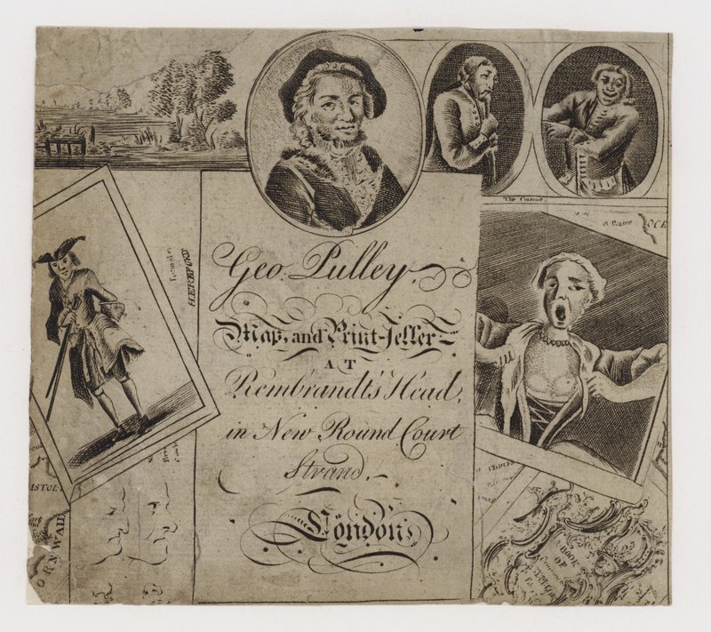 Karta och tryckförsäljare, George Pulley, handelskort av English School