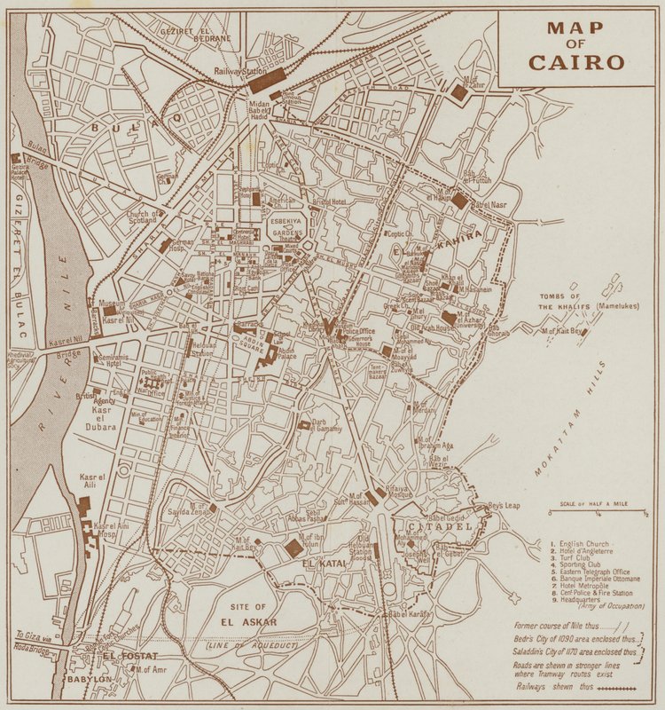 Karta över Kairo (litho) av English School