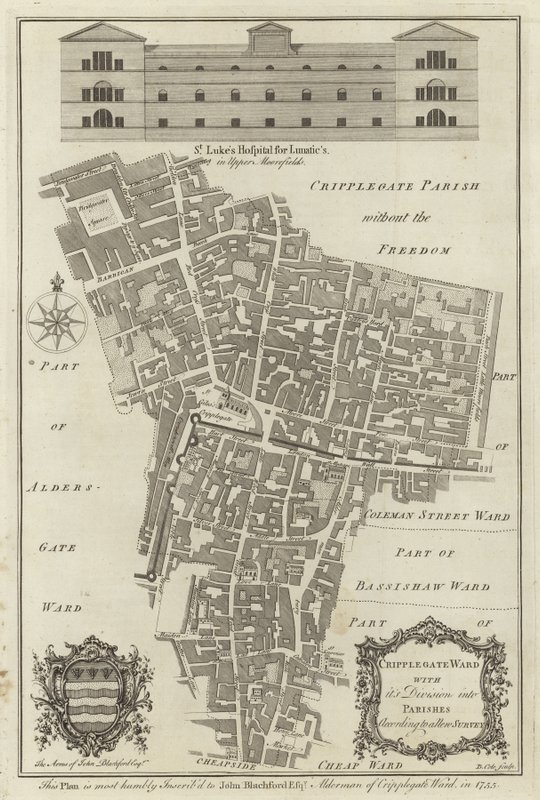 Karta över Cripplegate Ward, London av English School