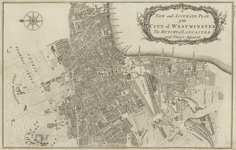 Karta över City of Westminster och hertigdömet Lancaster, London av English School