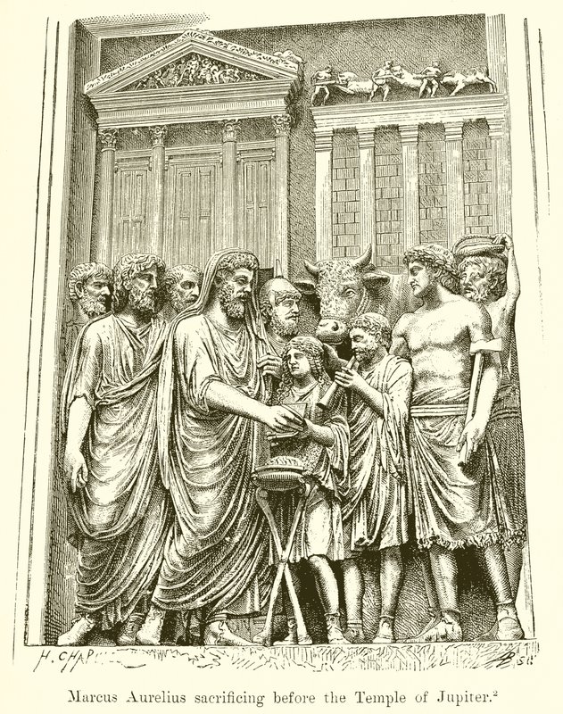 Marcus Aurelius offrar inför Jupiters tempel av English School
