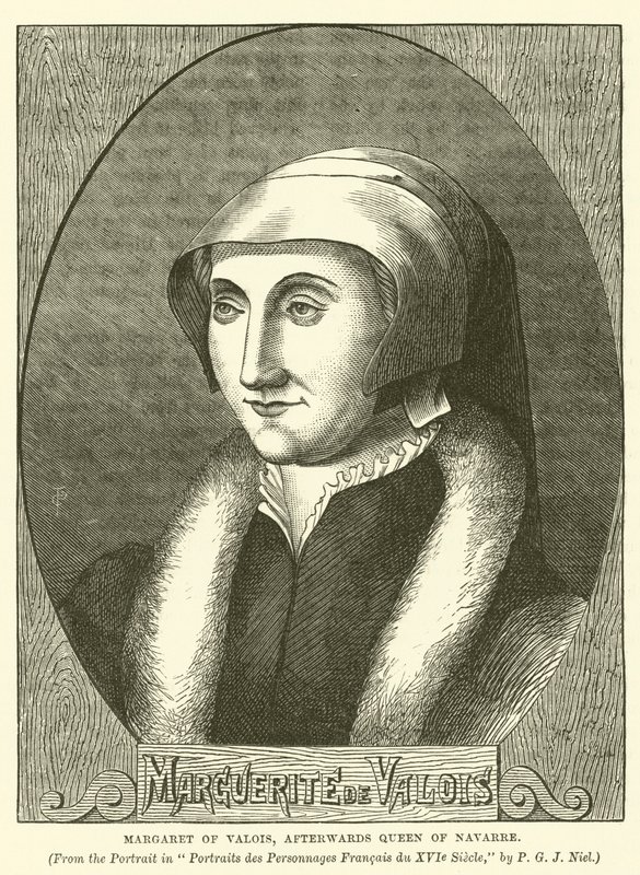 Margareta av Valois, därefter drottning av Navarra (gravyr) av English School