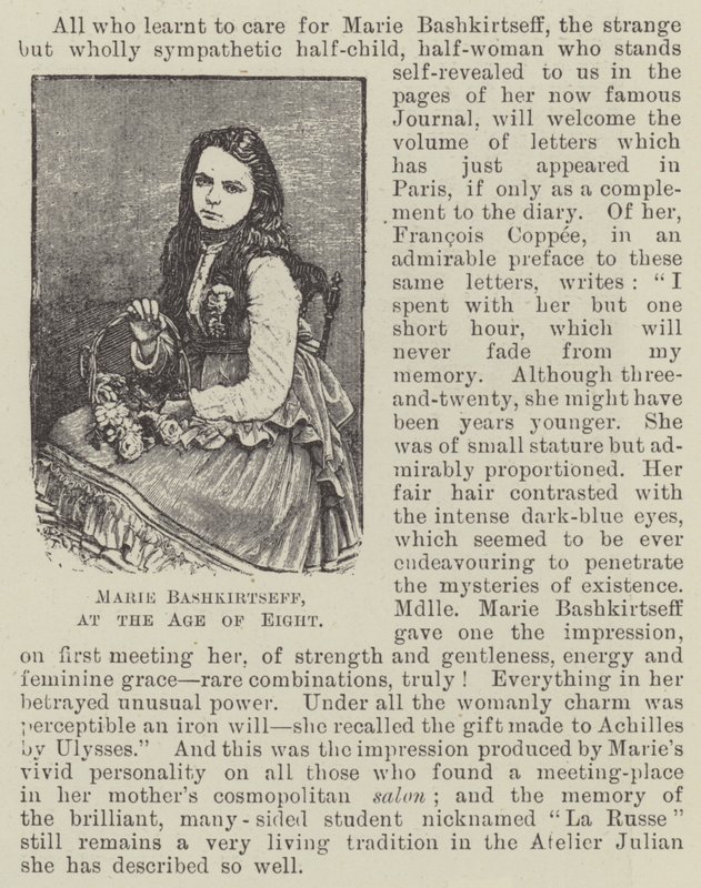 Marie Bashkirtseff, vid åtta års ålder (gravyr) av English School