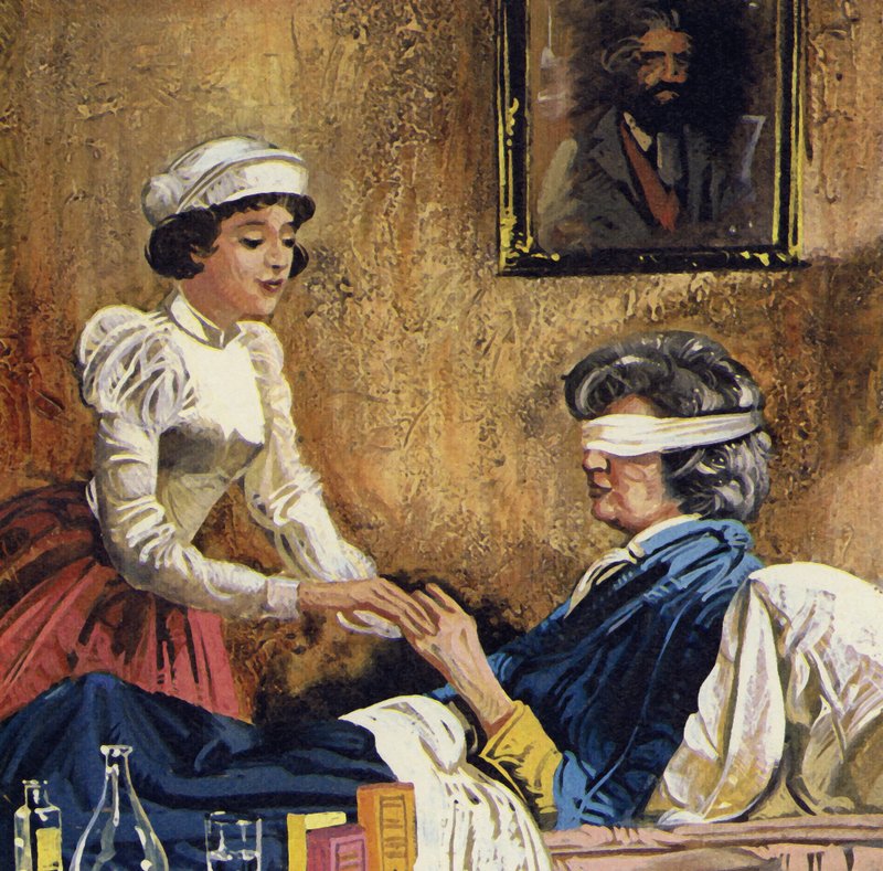 Marie Curie led av mycket svaga ögon av English School