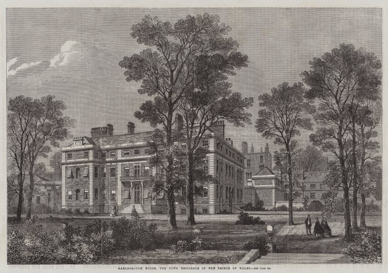 Marlborough House, prinsen av Wales stadsresidens (gravyr) av English School