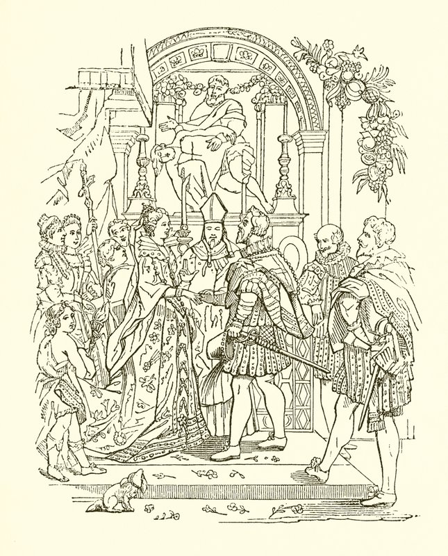 Äktenskap mellan Henrik IV och Mary de Medicis av English School