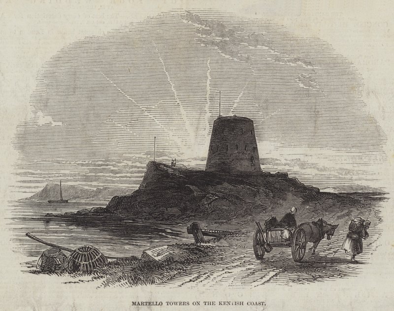 Martello Towers på Kentish Coast (gravyr) av English School