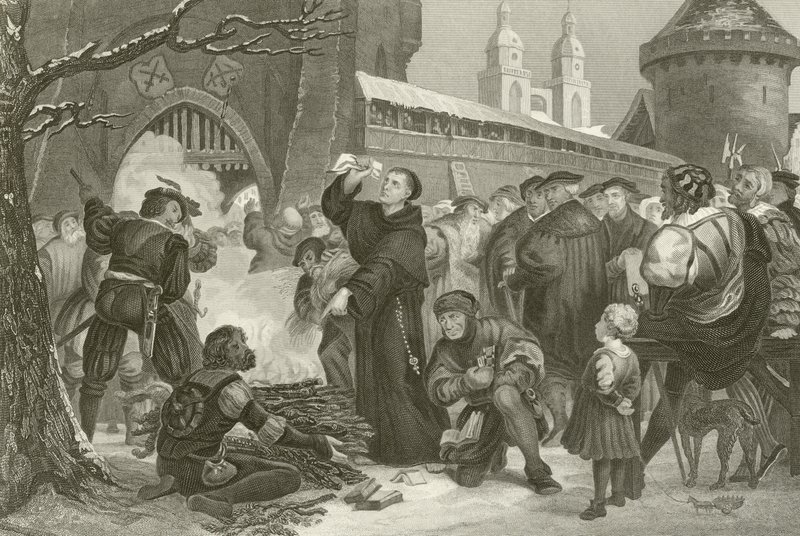 Martin Luther bränner påvens tjur av English School
