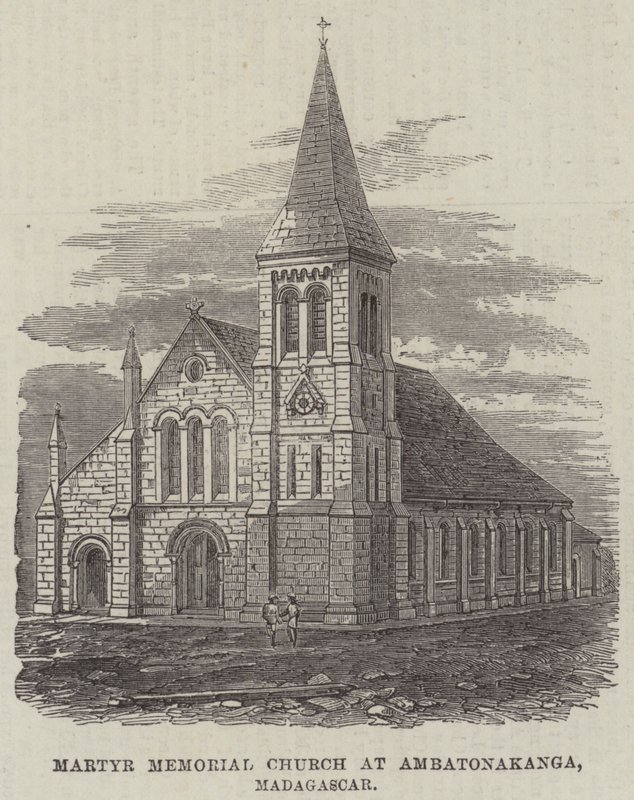 Martyr Memorial Church i Ambatonakanga, Madagaskar (gravyr) av English School