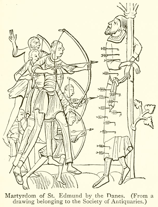 Martyrium av St. Edmund av danskarna av English School