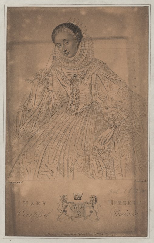 Mary Herbert, grevinna av Pembroke (gravyr) av English School