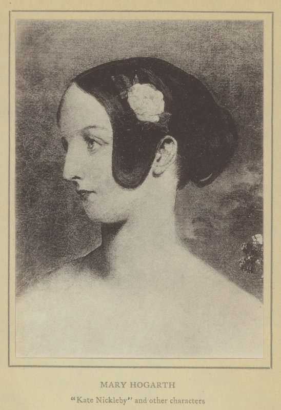 Mary Hogarth, Kate Nickleby och andra figurer (litografi) av English School