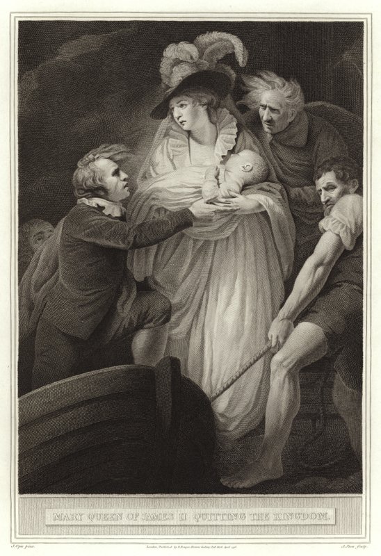 Mary Queen of James II lämnar kungariket av English School