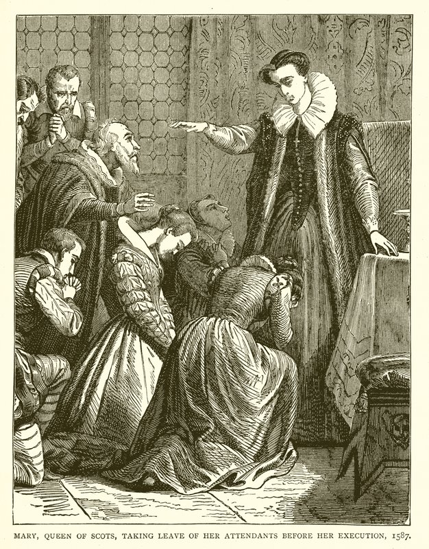 Mary, Queen of Scots, tog avsked från sina skötare före sin avrättning, 1587 av English School