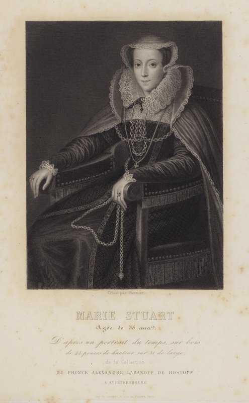 Maria Stuart, drottning av Skottland, 38 år gammal (gravyr) av English School