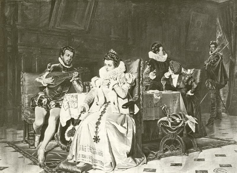 Mary Stuart och Rizzio (gravyr) av English School