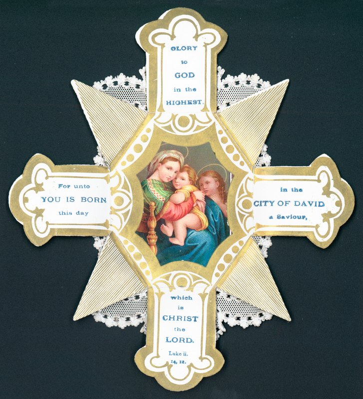 Maria och Jesusbarnet, julkort av English School