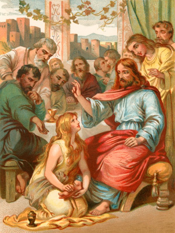 Maria tvättar Jesu fötter av English School