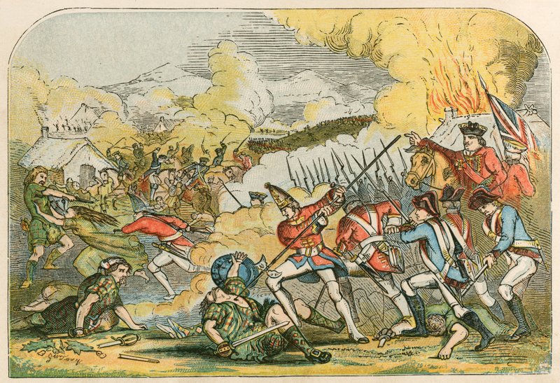 Massaker av Highlanders av hertigen av Cumberland av English School