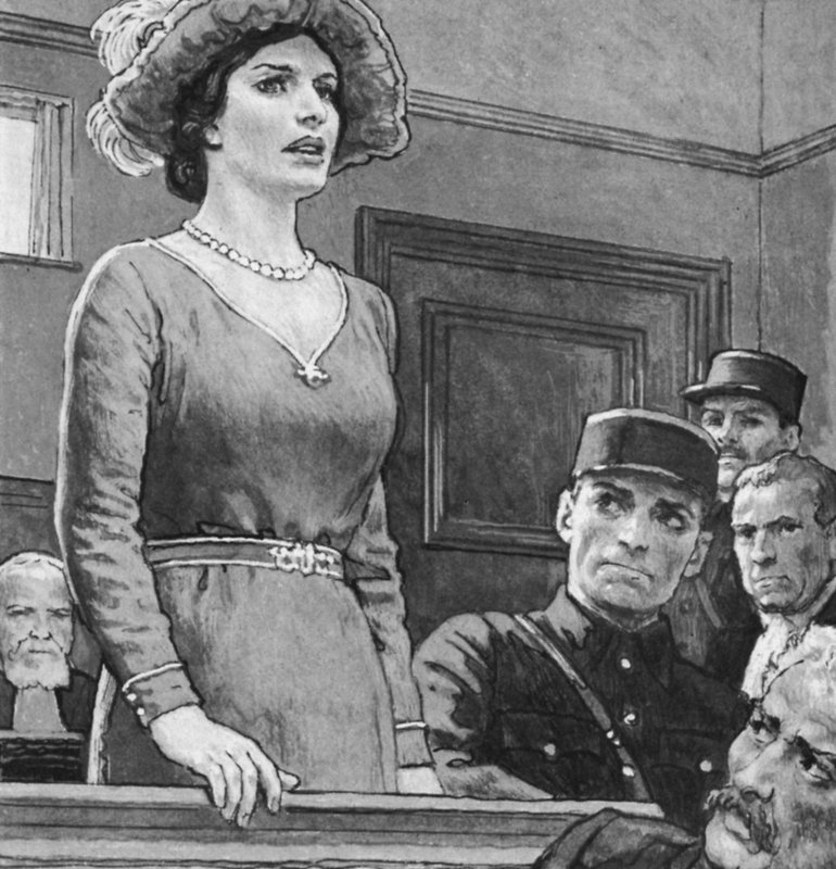 Mata Hari, på rättegång (litho) av English School