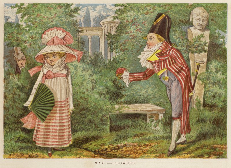 maj: blommor (färg litho) av English School