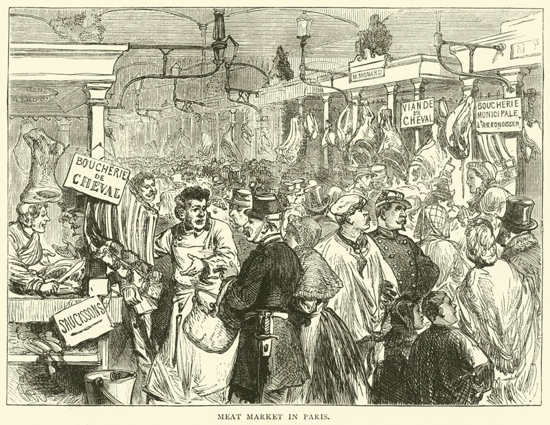 Köttmarknad i Paris, oktober 1870 av English School