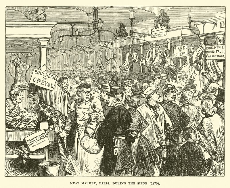Köttmarknad, Paris, under belägringen, 1870 av English School