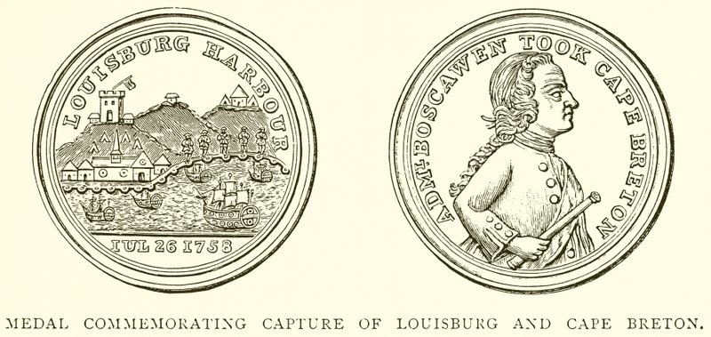 Medalj till minne av fångsten av Louisburg och Cape Breton av English School